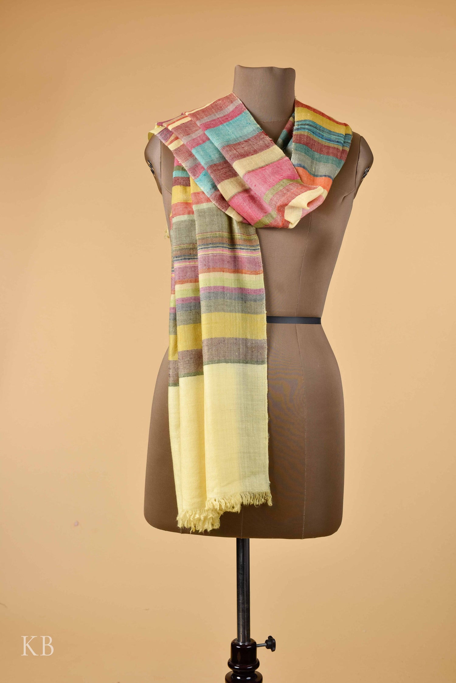 Multicolored Modern Design Striped Pashmina Stole - Kashmir Box