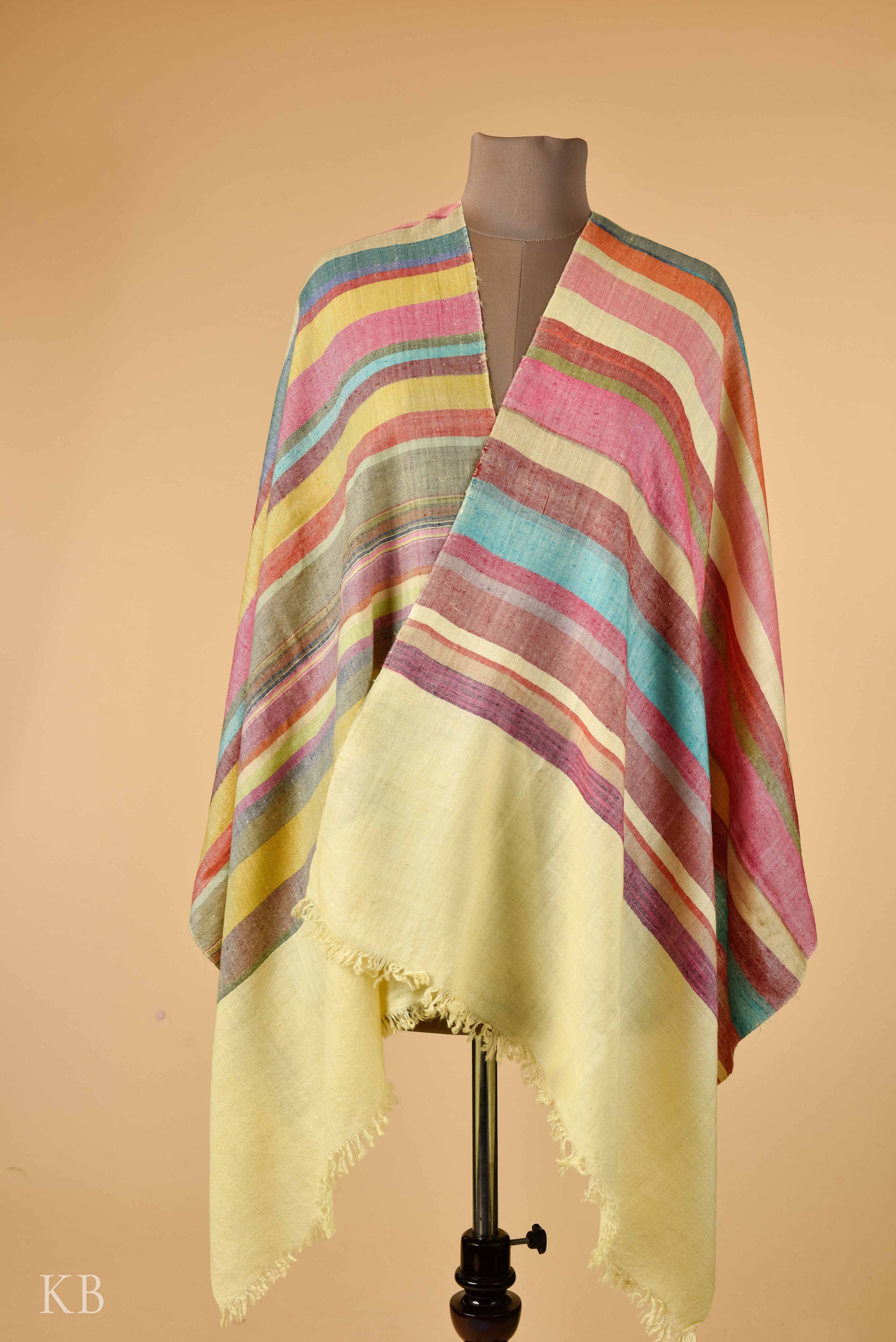 Multicolored Modern Design Striped Pashmina Stole - Kashmir Box