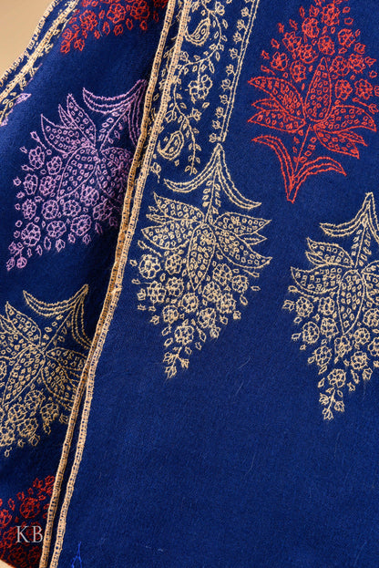 Indigo Blue Tehreerkaar Pashmina Stole - Kashmir Box