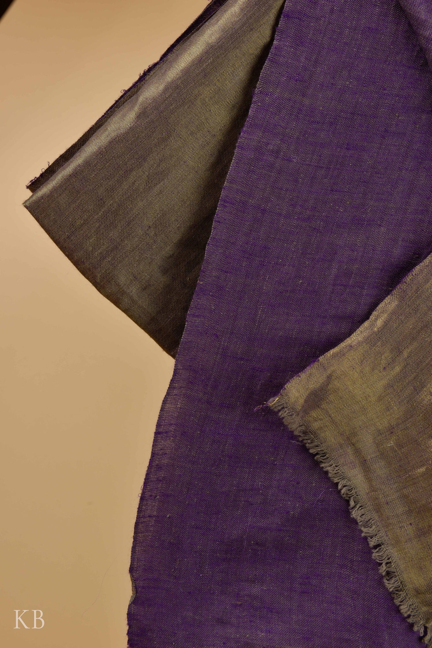 Purple Golden Reversible Pashmina Shawl - Kashmir Box