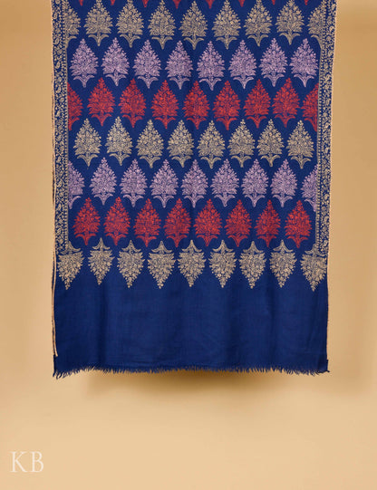 Indigo Blue Tehreerkaar Pashmina Stole - Kashmir Box