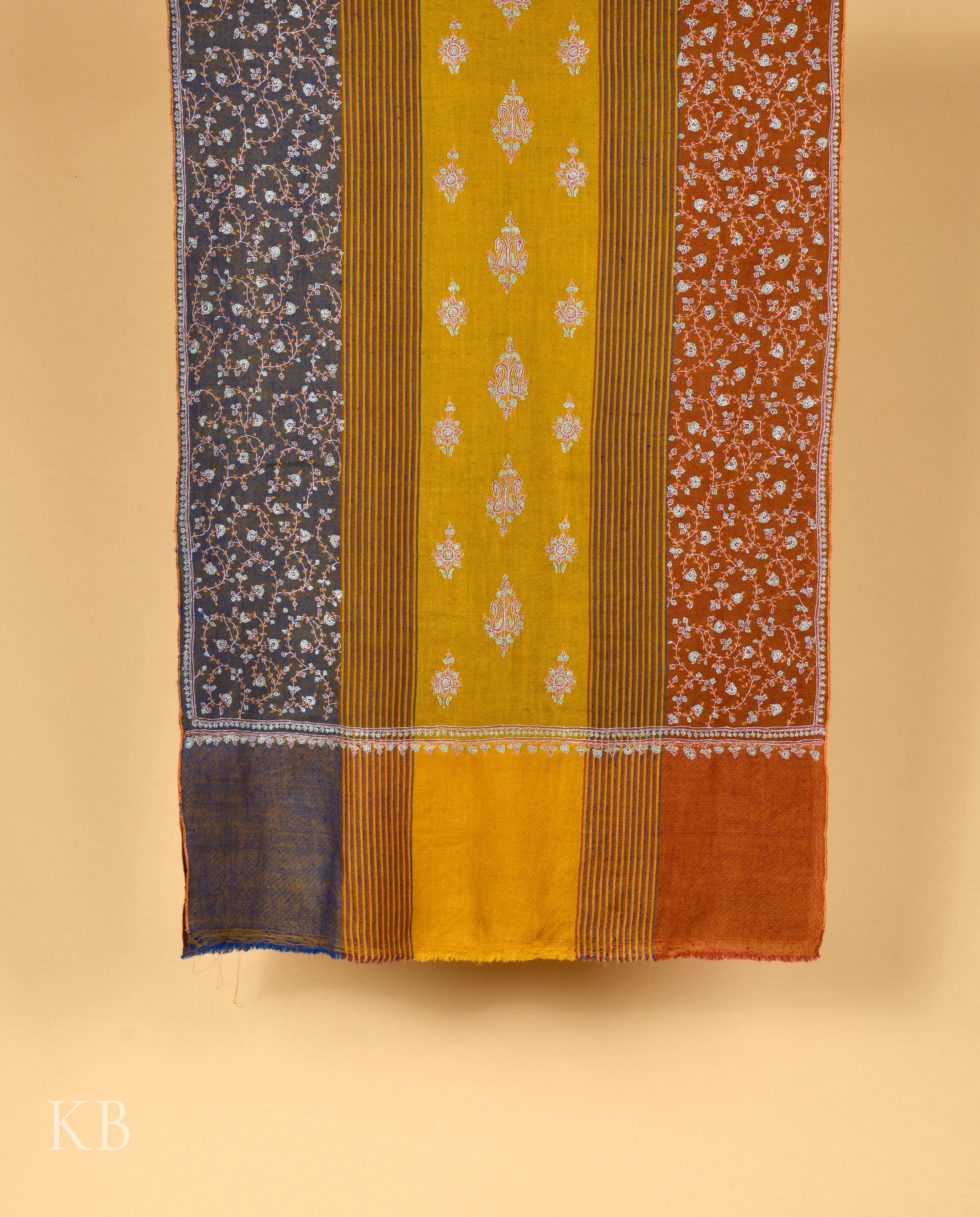 Multicolored Striped Pashmina Stole - Kashmir Box