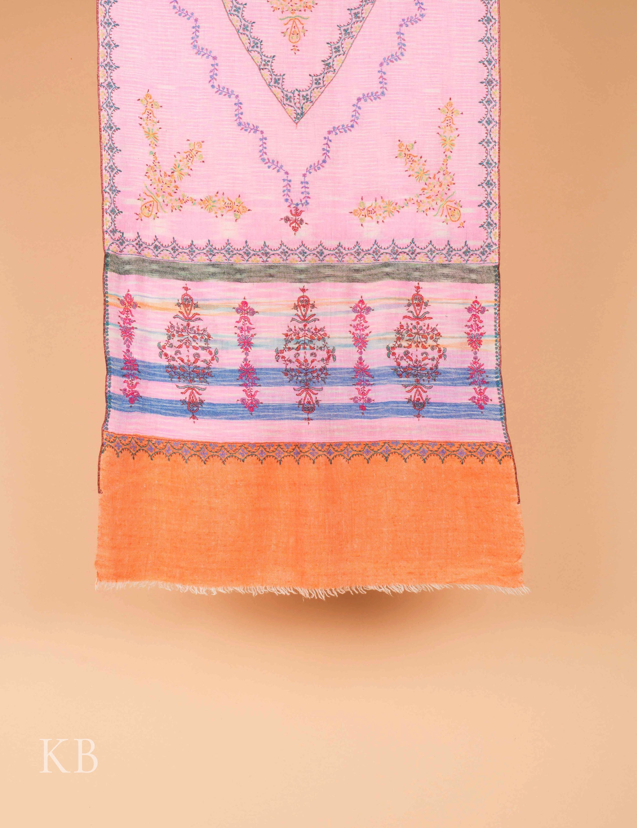 Modern Design Ikkat Embroidered Pashmina Stole - Kashmir Box