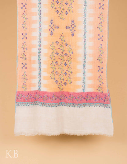 Sozni Embroidered Ikkat Design Pashmina Stole - Kashmir Box