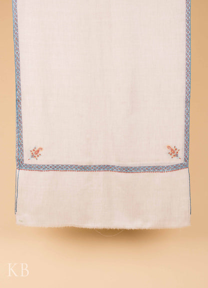 Off White Hashidar Pashmina Stole - Kashmir Box