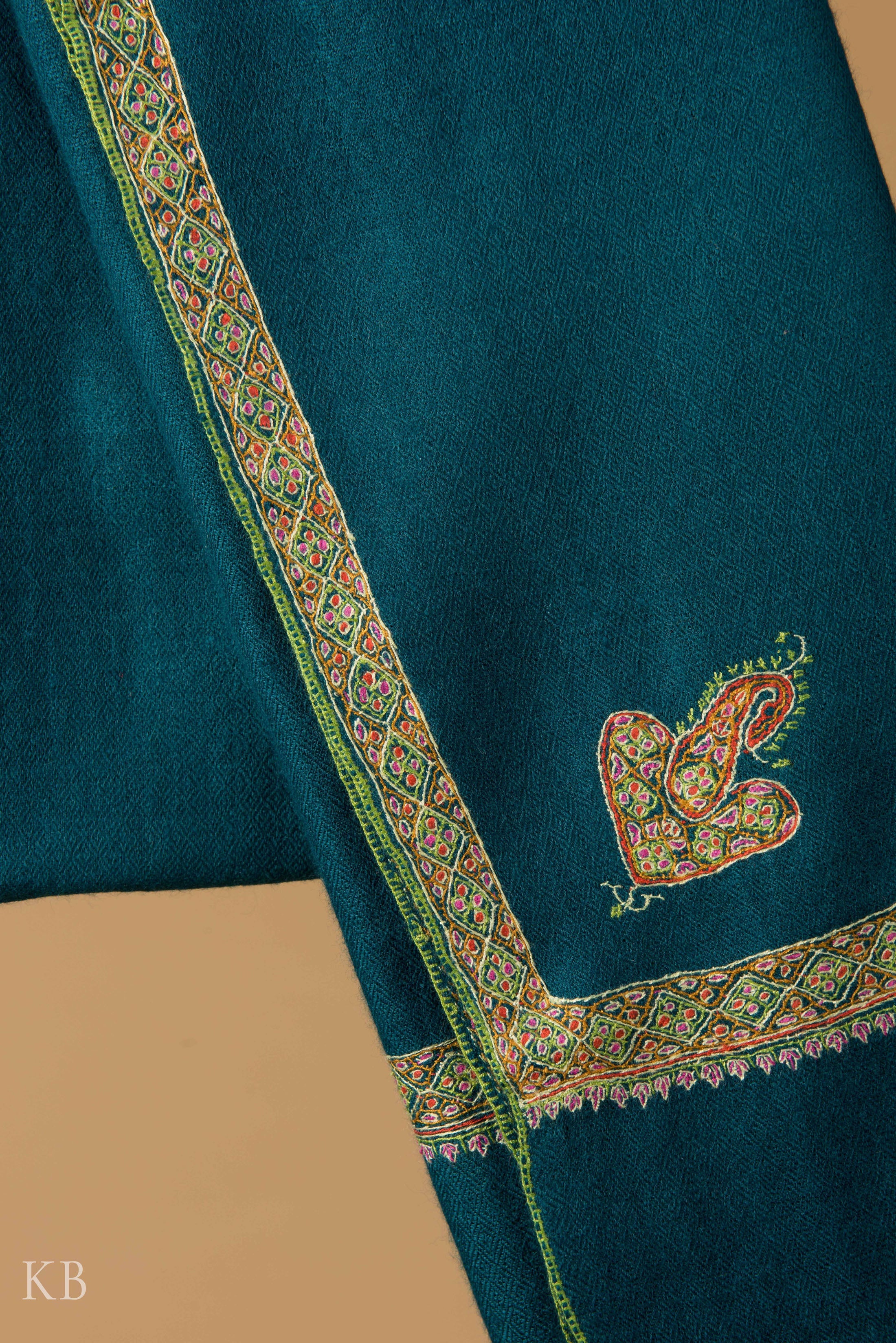 Yeal Green Hashidar Pashmina Stole - Kashmir Box