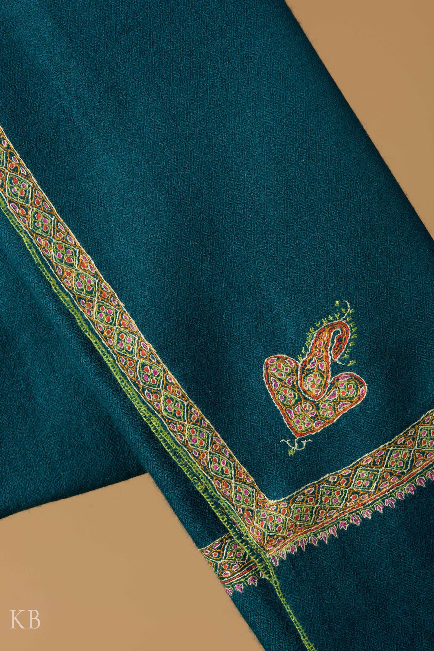 Yeal Green Hashidar Pashmina Stole - Kashmir Box