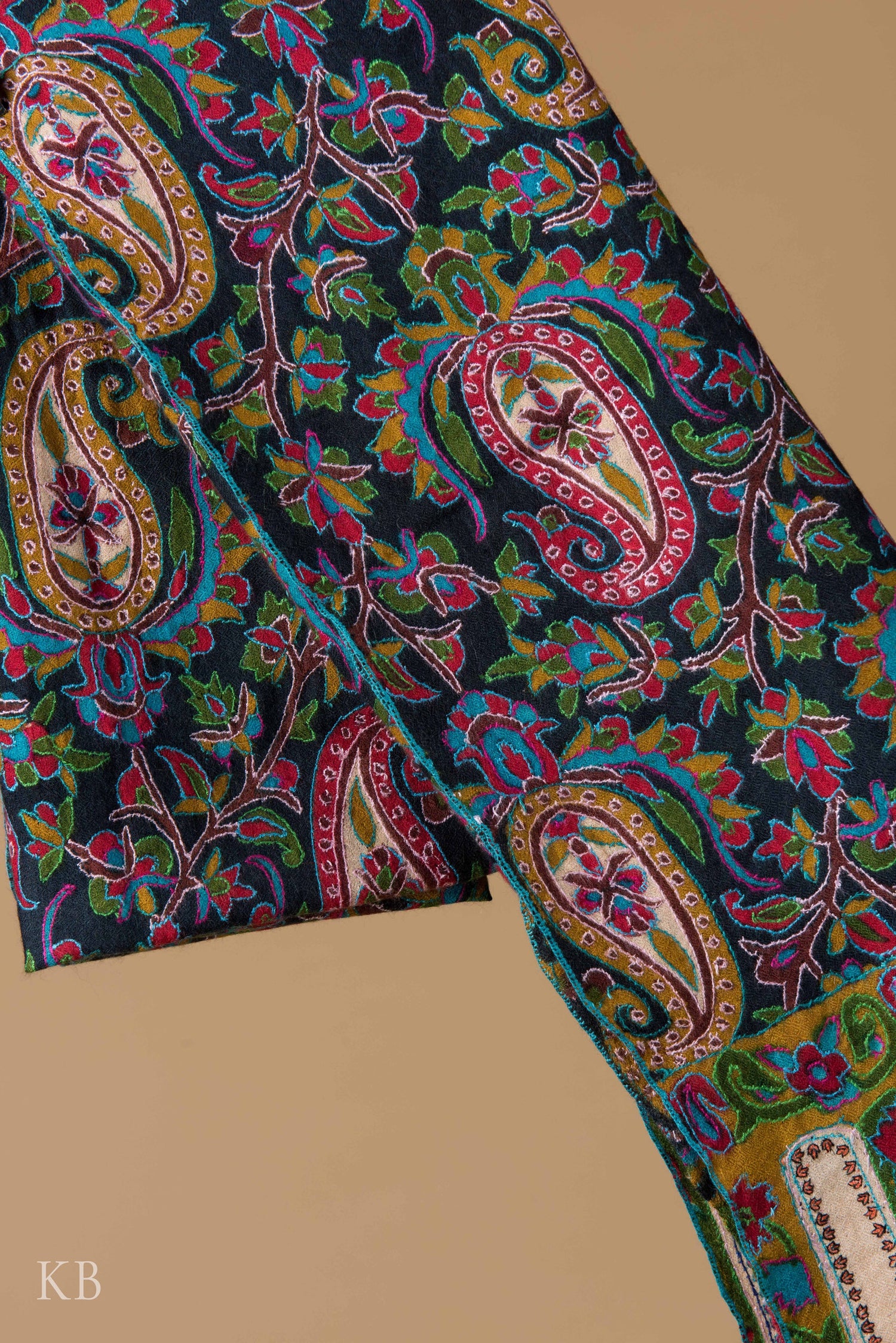 Modern Design Printed Sozni Embroidered Pashmina Stole - Kashmir Box