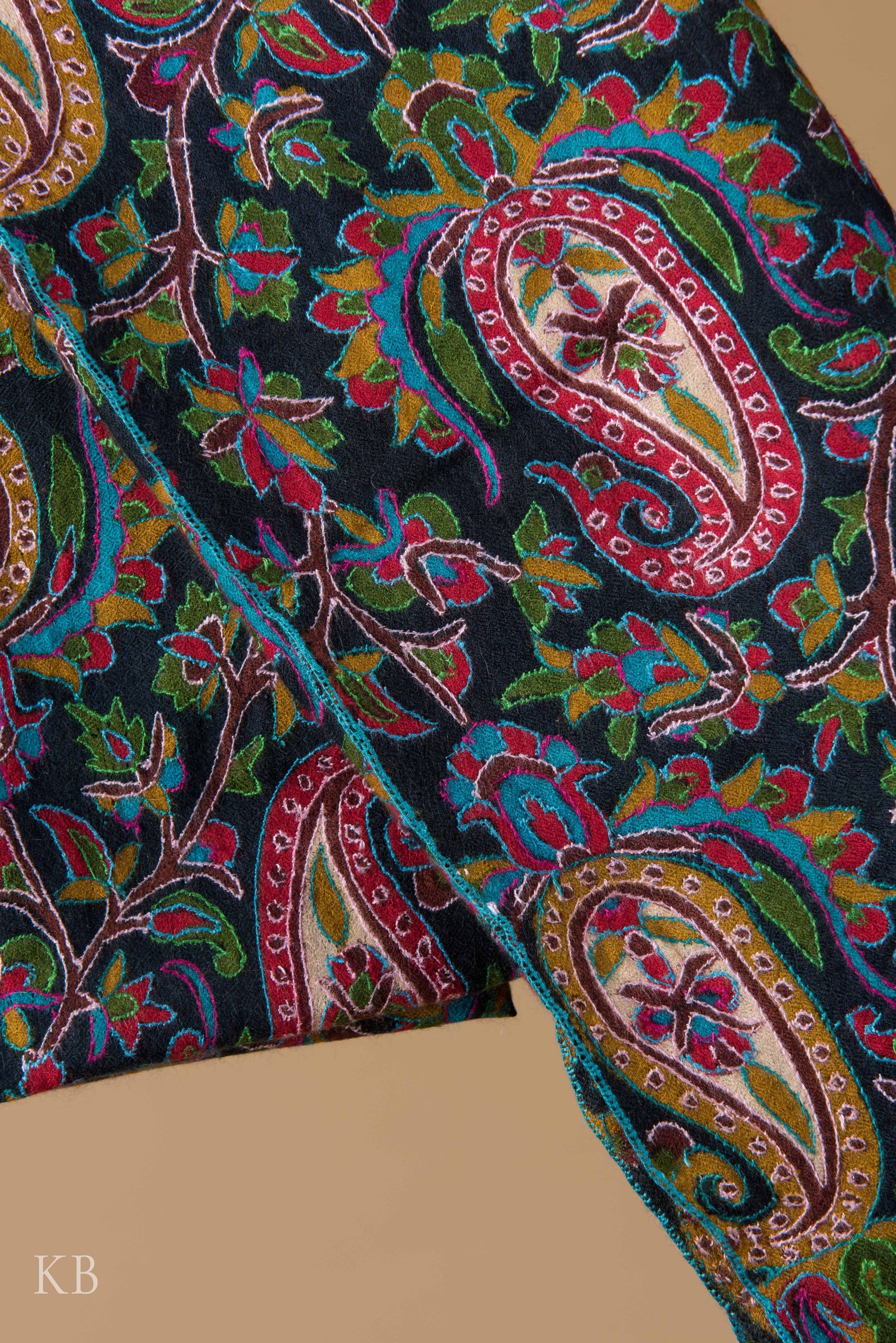 Modern Design Printed Sozni Embroidered Pashmina Stole - Kashmir Box