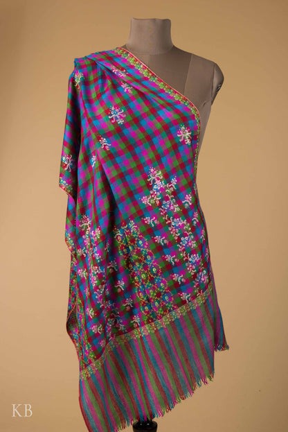 Modern Design Multicolored Sozni Embroidered Pashmina Stole - Kashmir Box