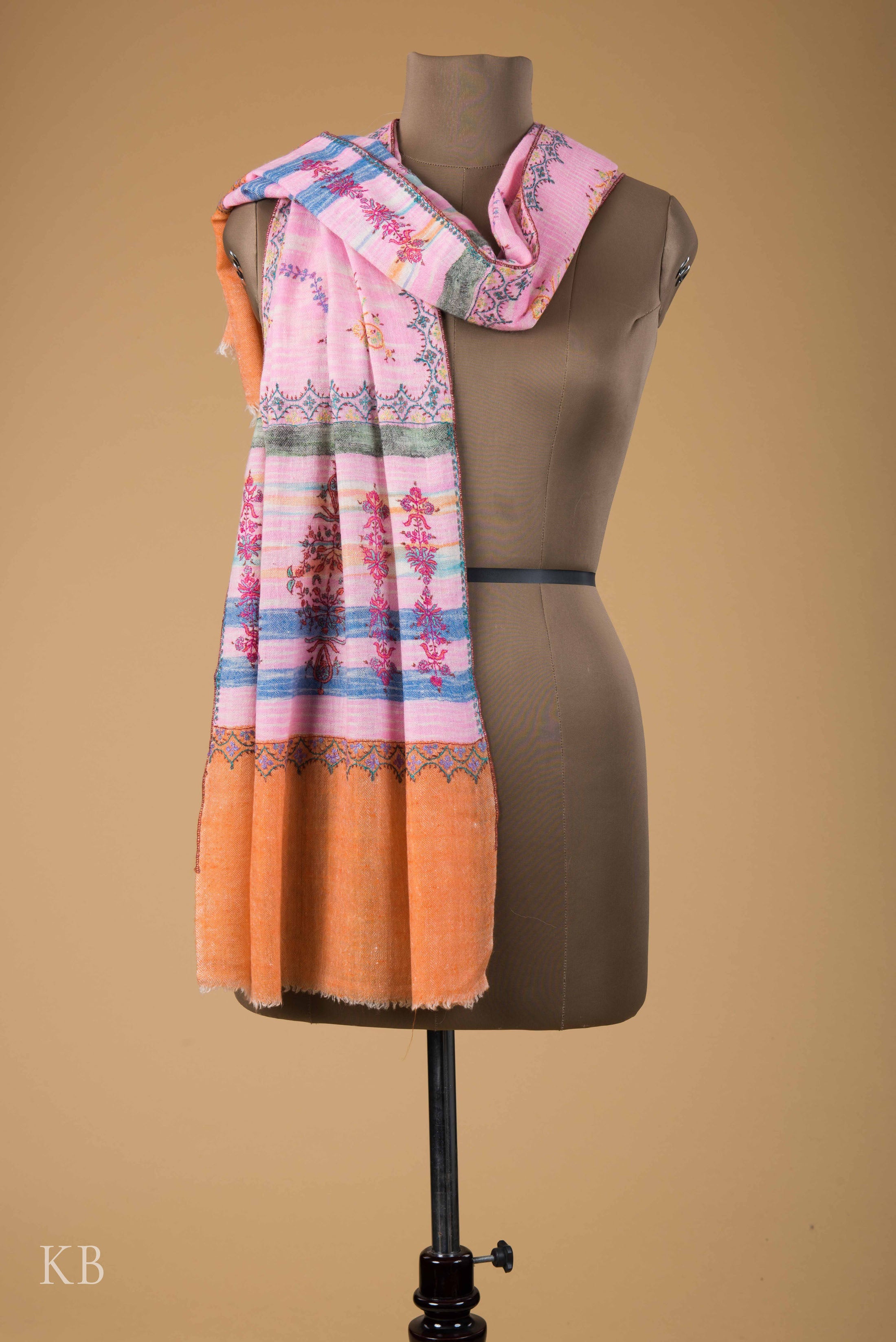 Modern Design Ikkat Embroidered Pashmina Stole - Kashmir Box