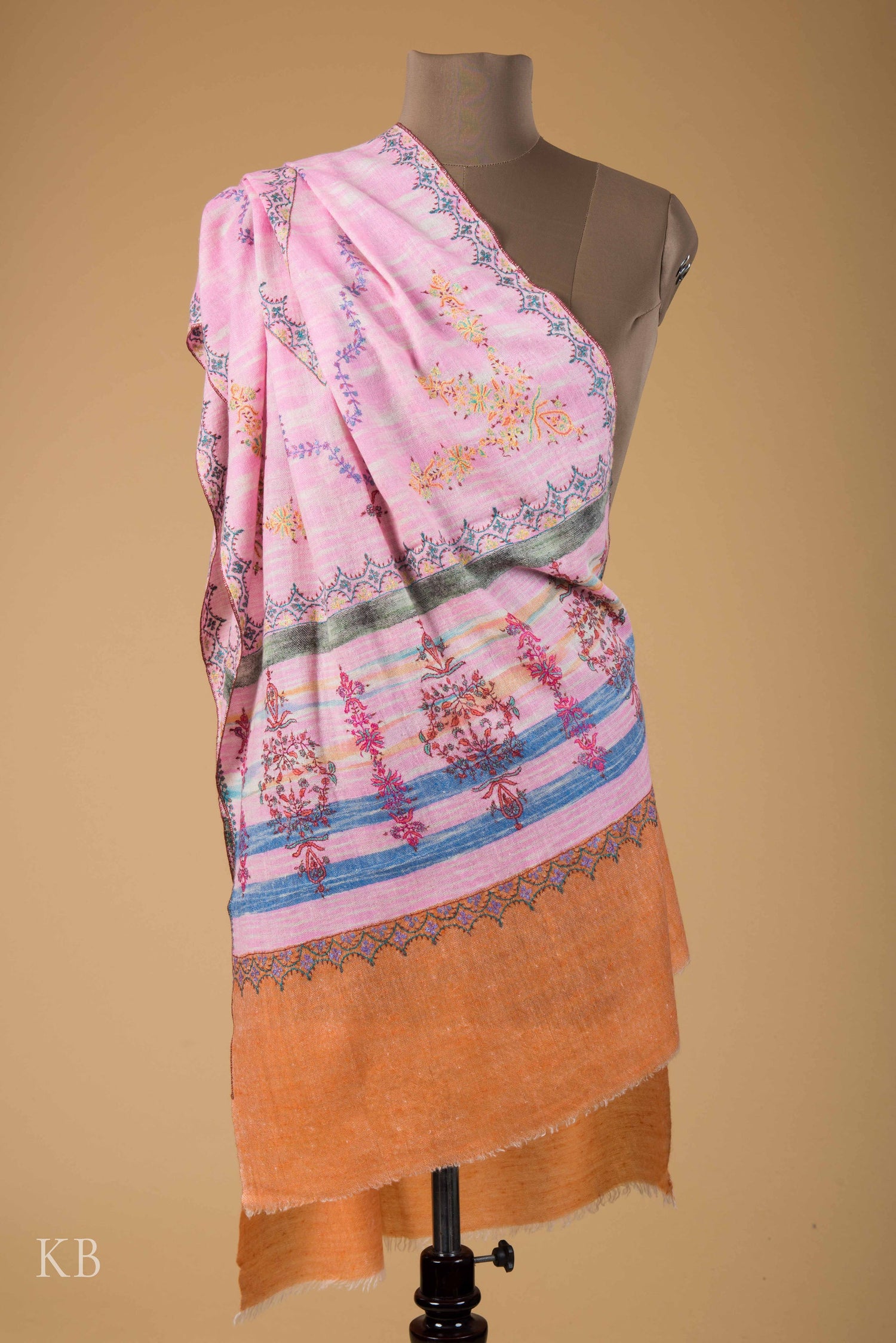 Modern Design Ikkat Embroidered Pashmina Stole - Kashmir Box