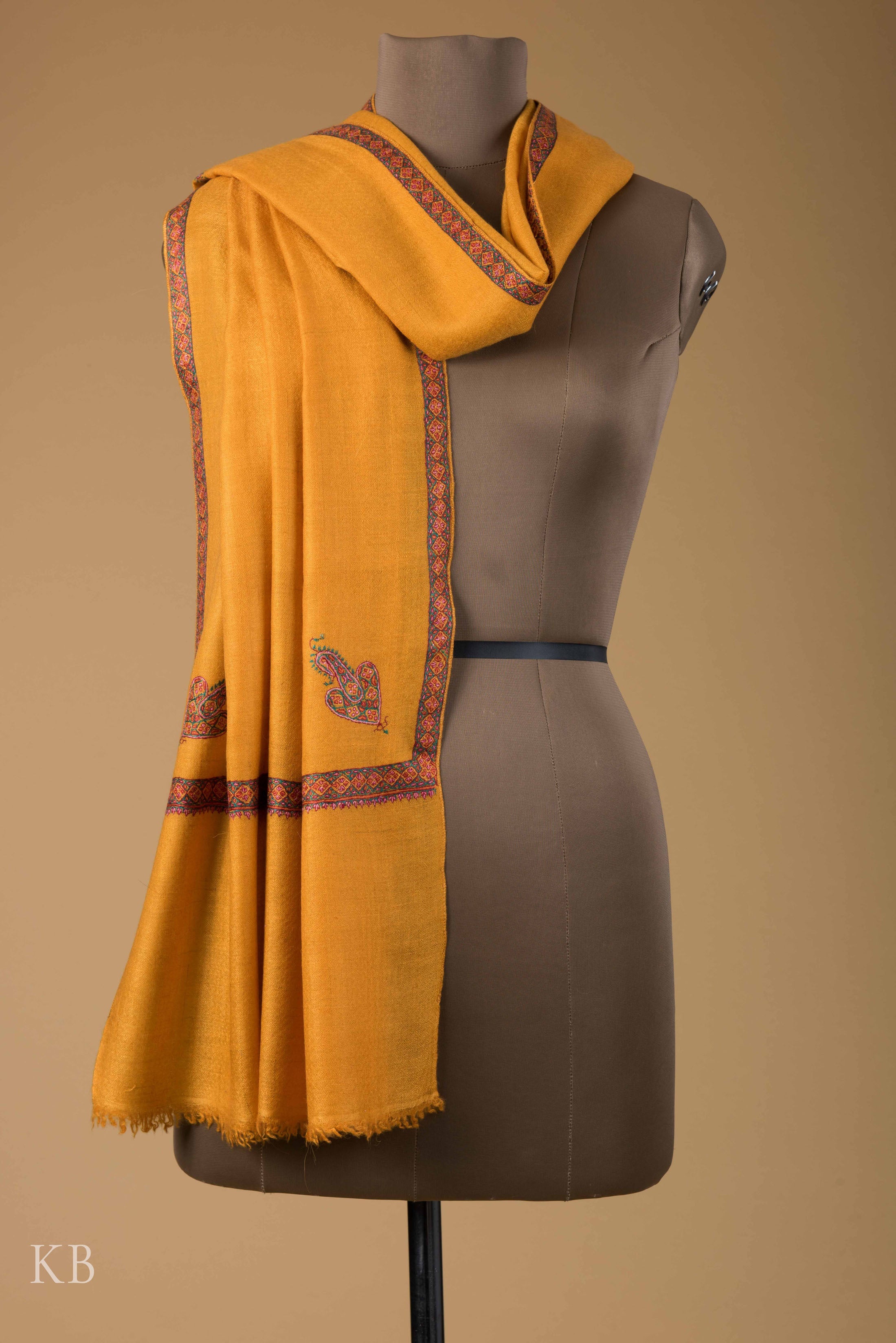 Sunflower Yellow Hashidar Pashmina Stole - Kashmir Box