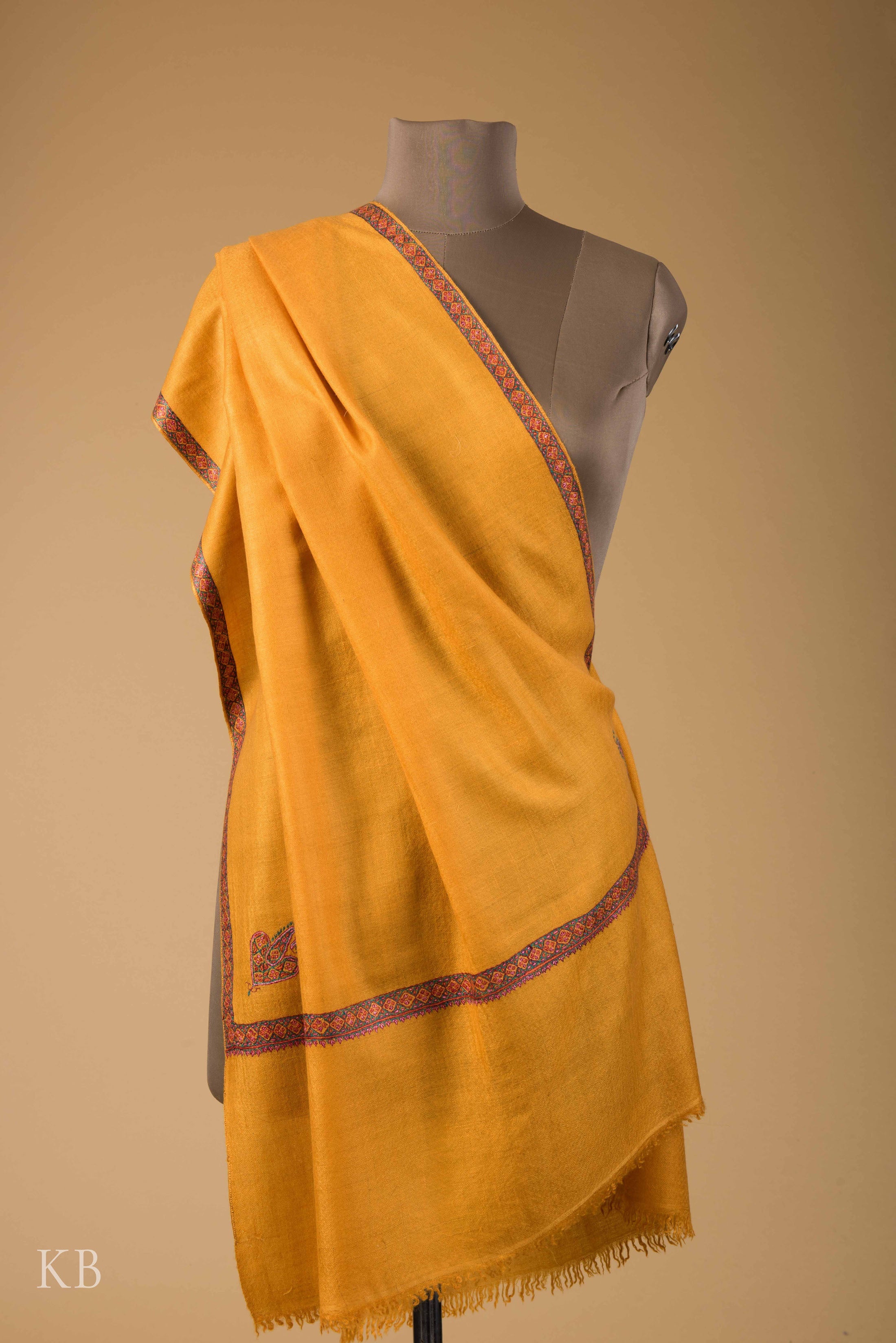 Sunflower Yellow Hashidar Pashmina Stole - Kashmir Box