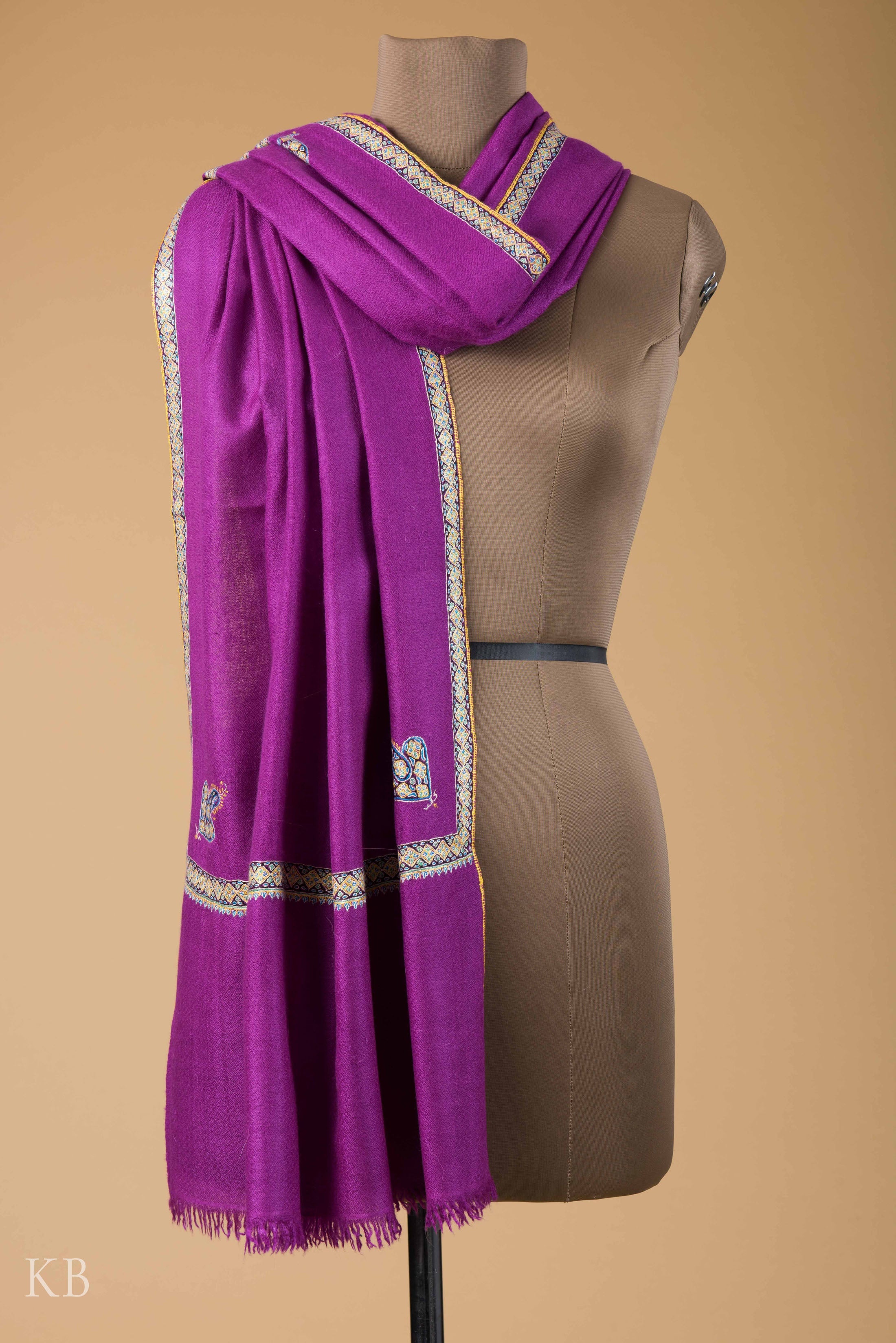 Majenta Hashidar Pashmina Stole - Kashmir Box