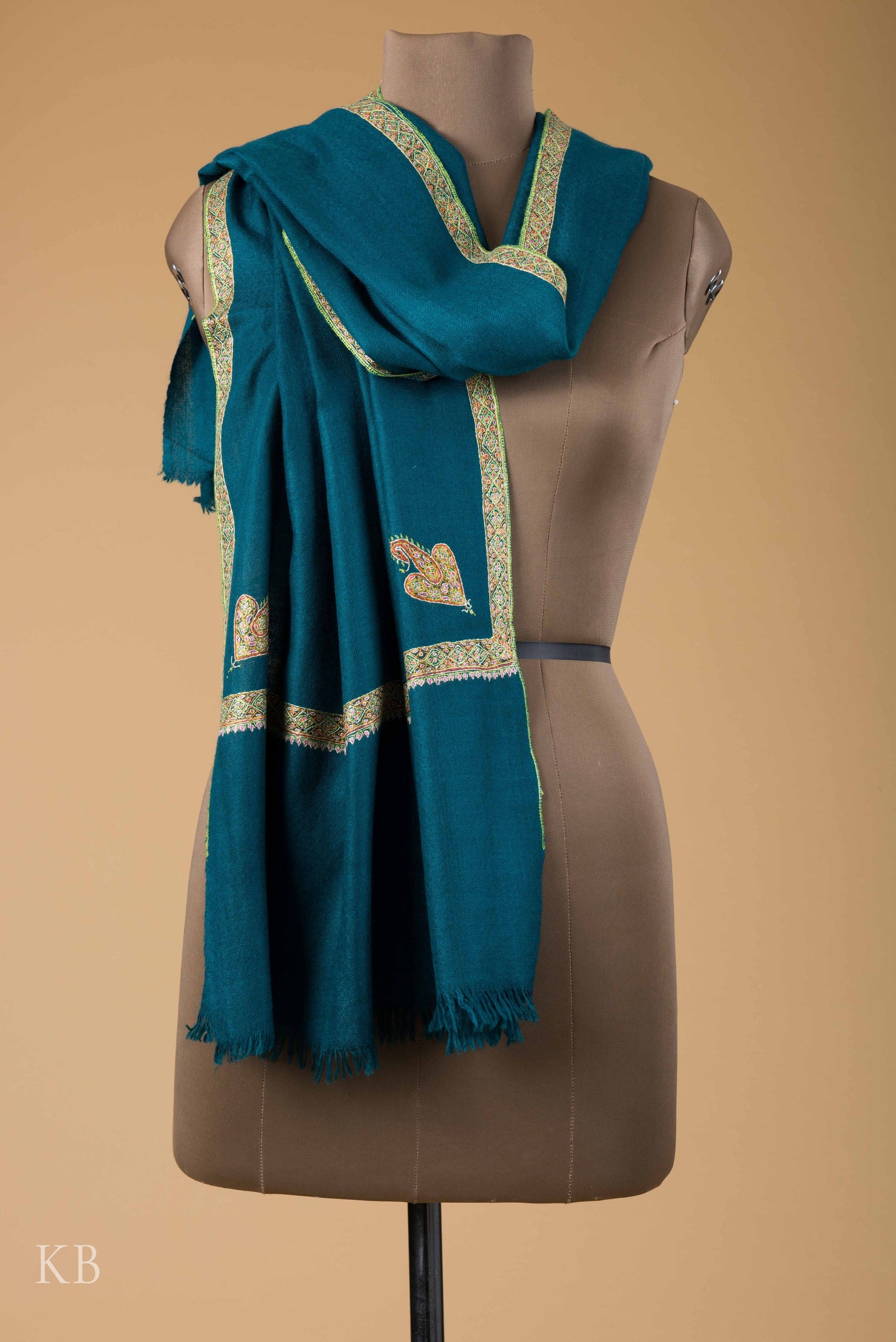 Yeal Green Hashidar Pashmina Stole - Kashmir Box