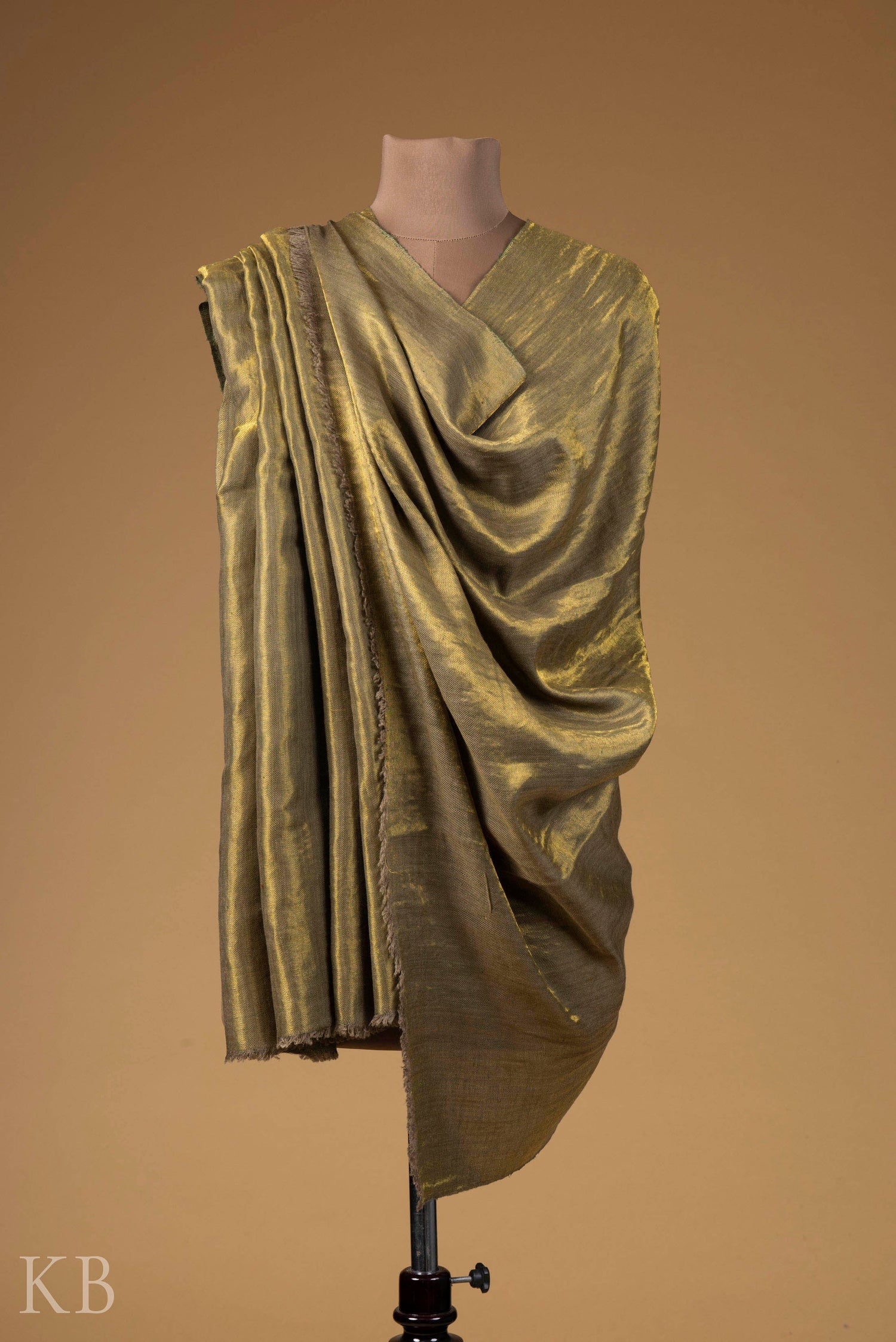 Olive Golden Reversible Pashmina Shawl - Kashmir Box