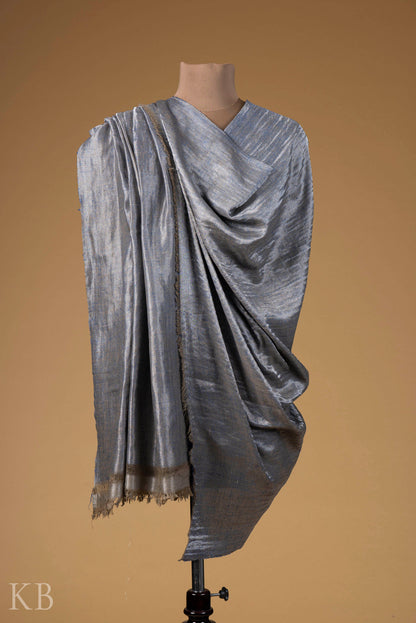 Silver Blue Reversible Pashmina Shawl - Kashmir Box