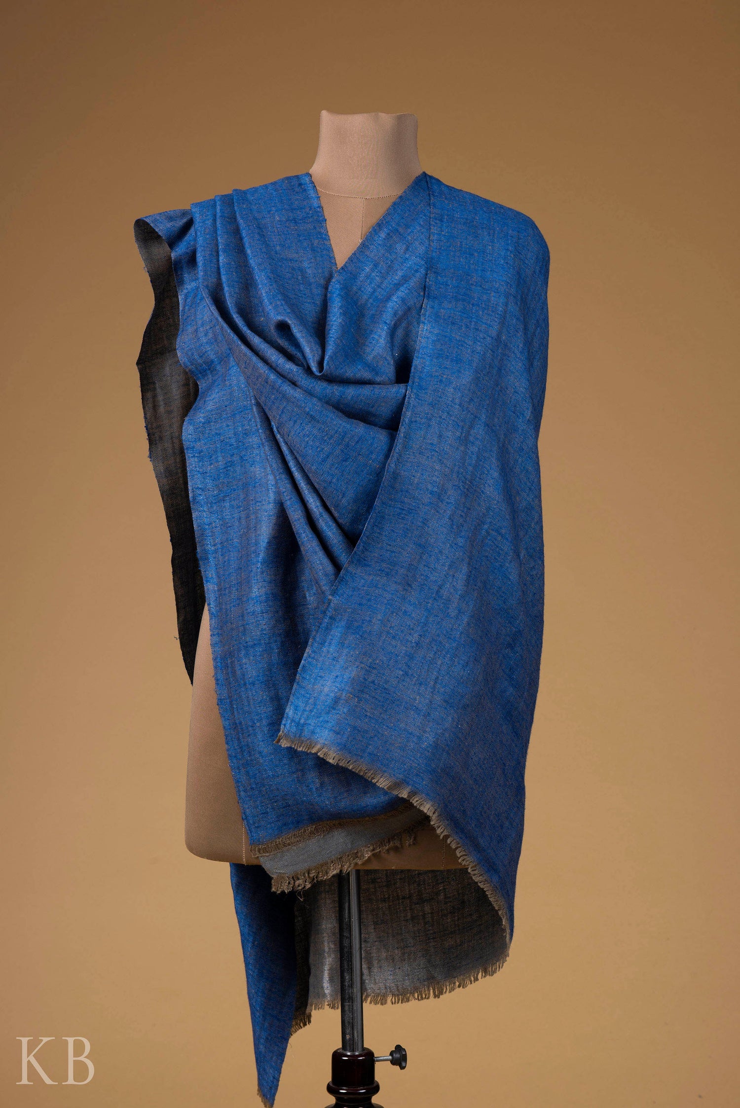 Silver Blue Reversible Pashmina Shawl - Kashmir Box