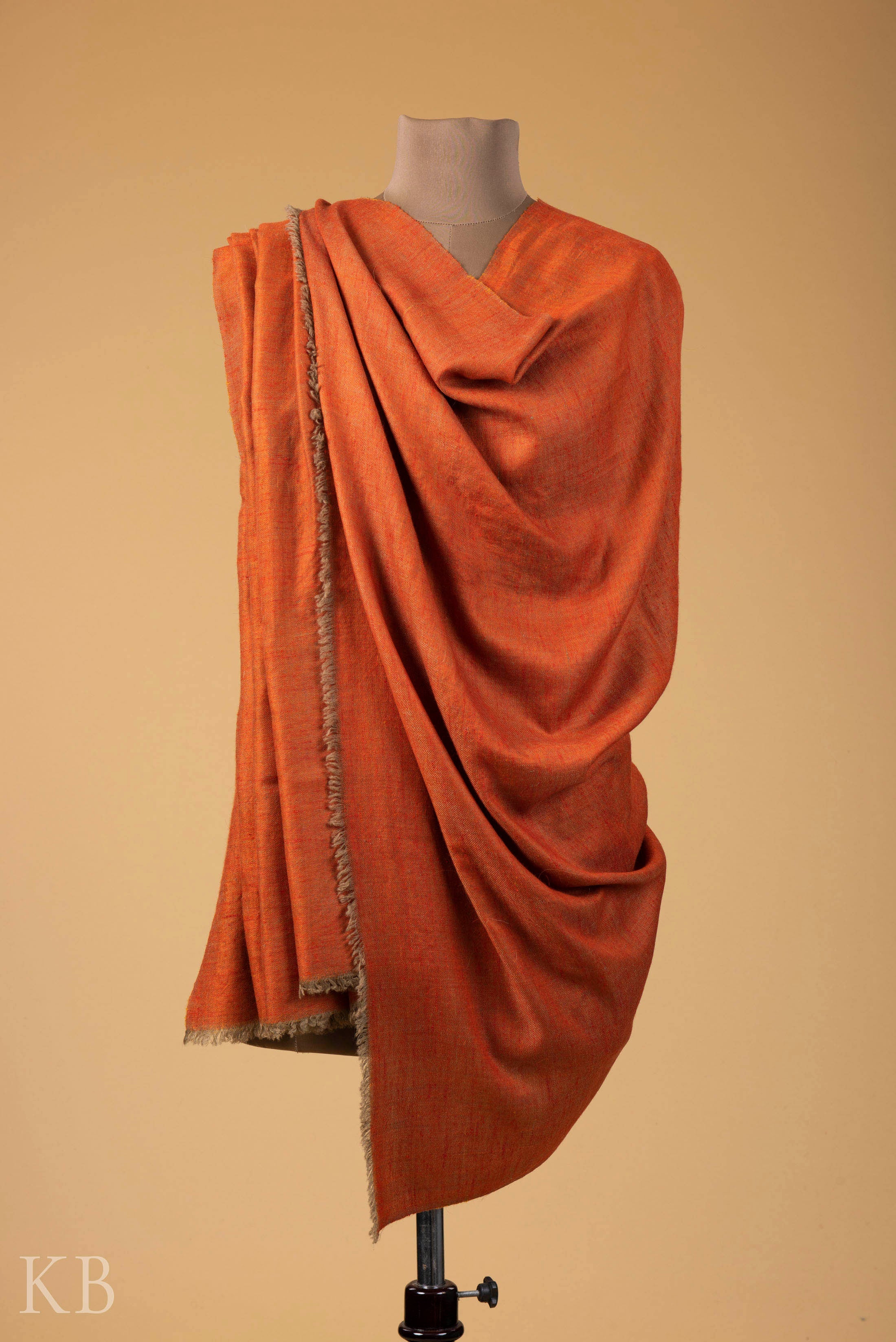 Orange Butterscotch Reversible Pashmina Shawl - Kashmir Box