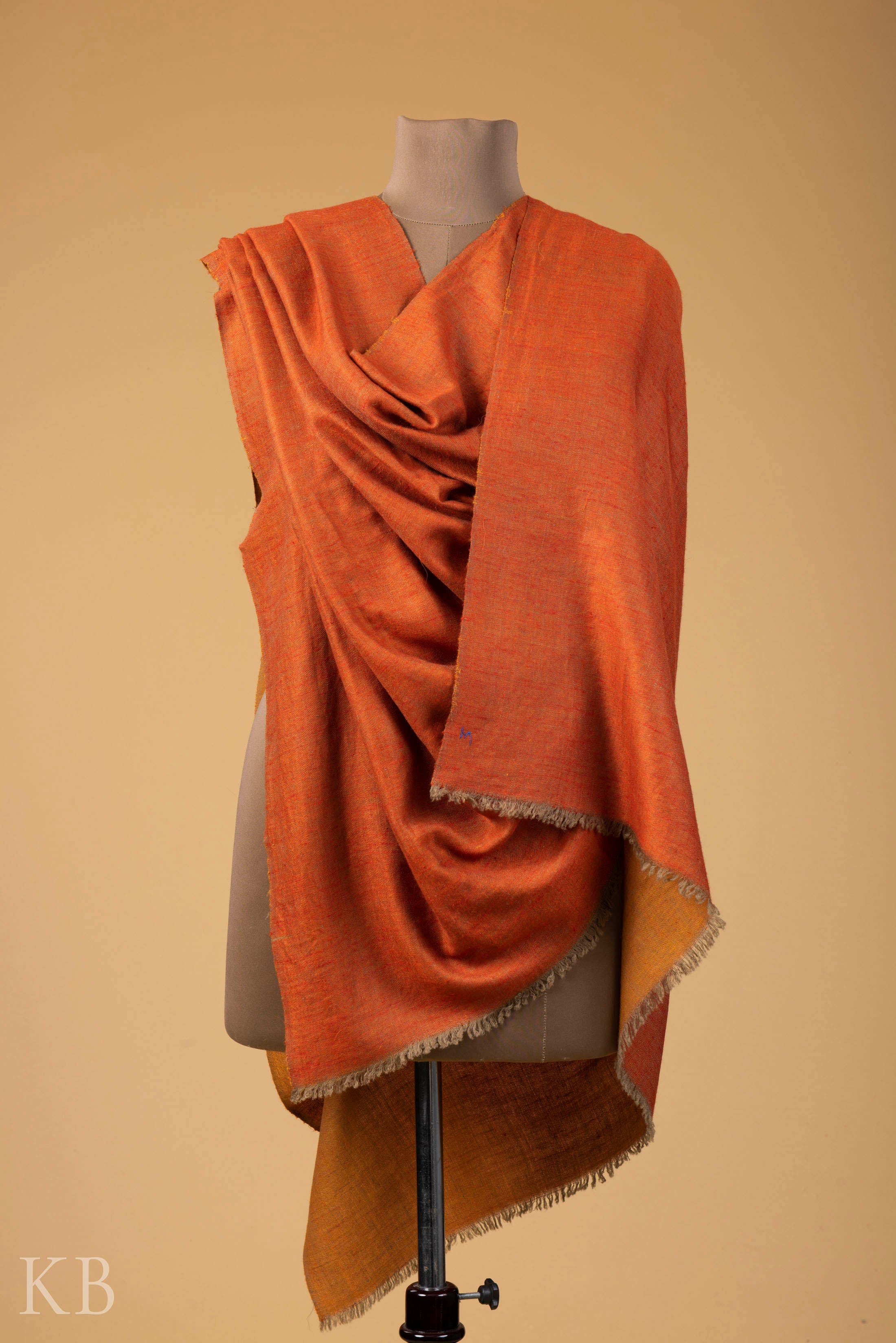 Orange Butterscotch Reversible Pashmina Shawl - Kashmir Box