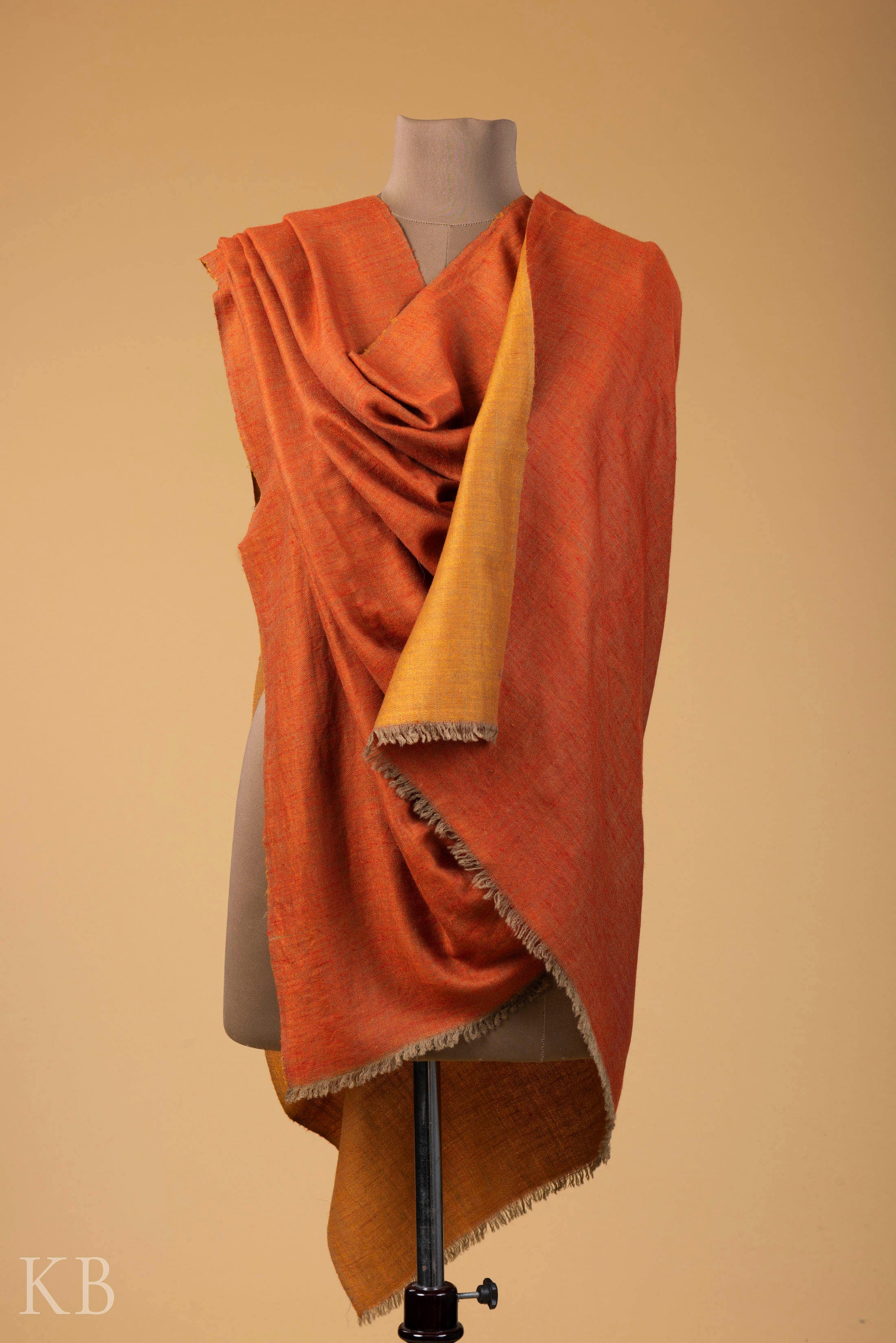 Orange Butterscotch Reversible Pashmina Shawl - Kashmir Box