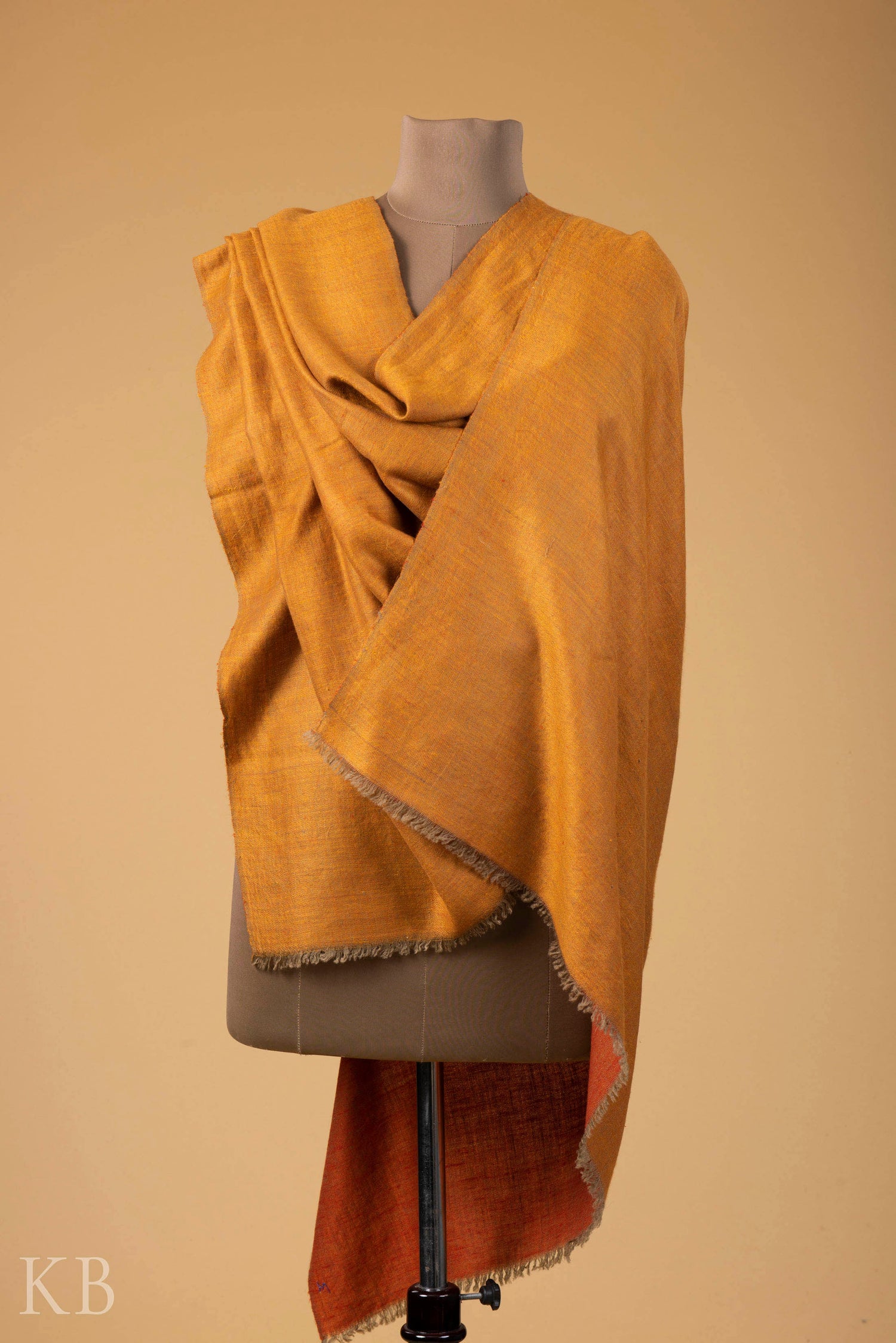 Orange Butterscotch Reversible Pashmina Shawl - Kashmir Box