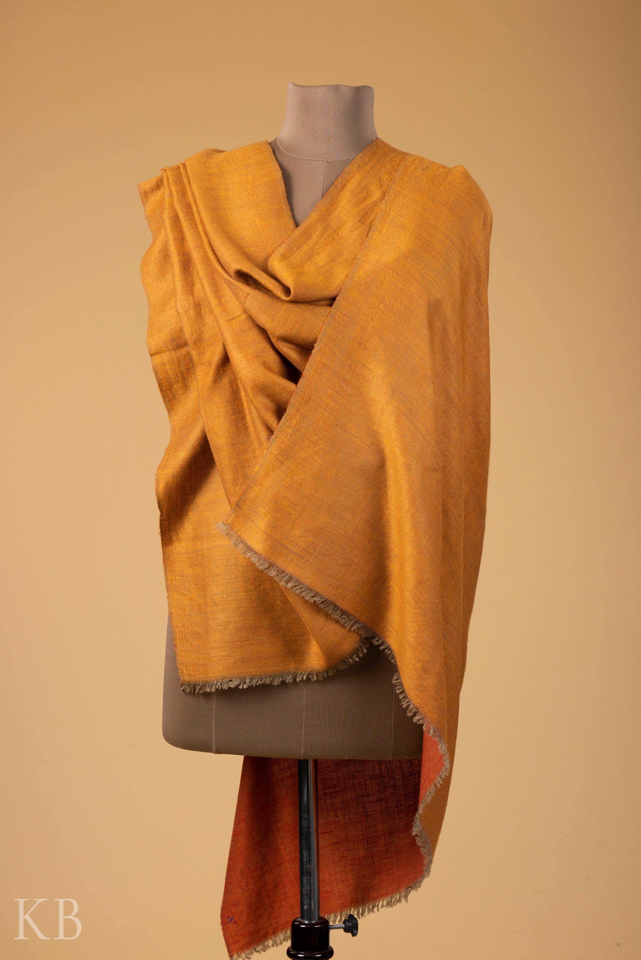 Orange Butterscotch Reversible Pashmina Shawl - Kashmir Box