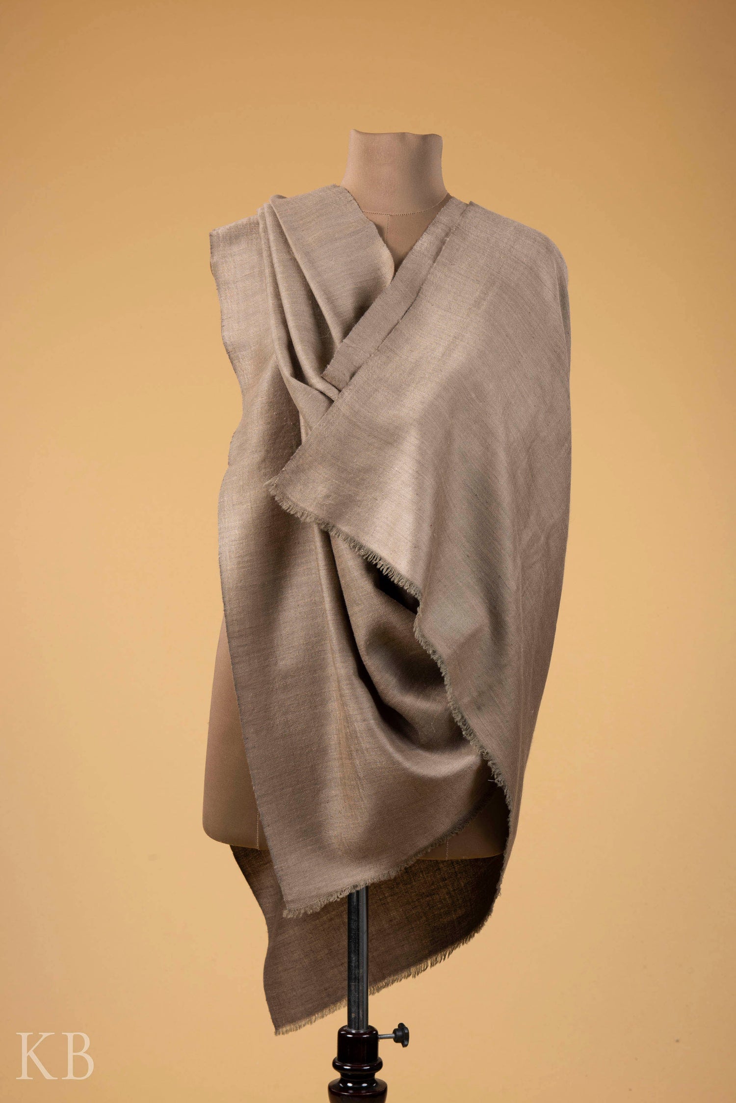 Natural Brown Reversible Pashmina Shawl - Kashmir Box