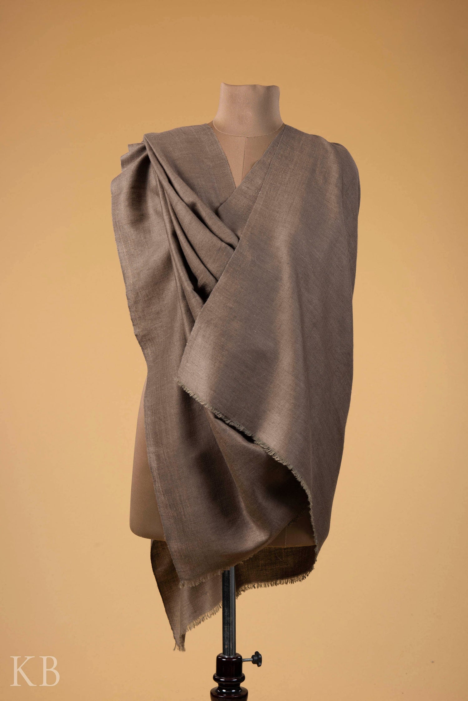 Natural Brown Reversible Pashmina Shawl - Kashmir Box