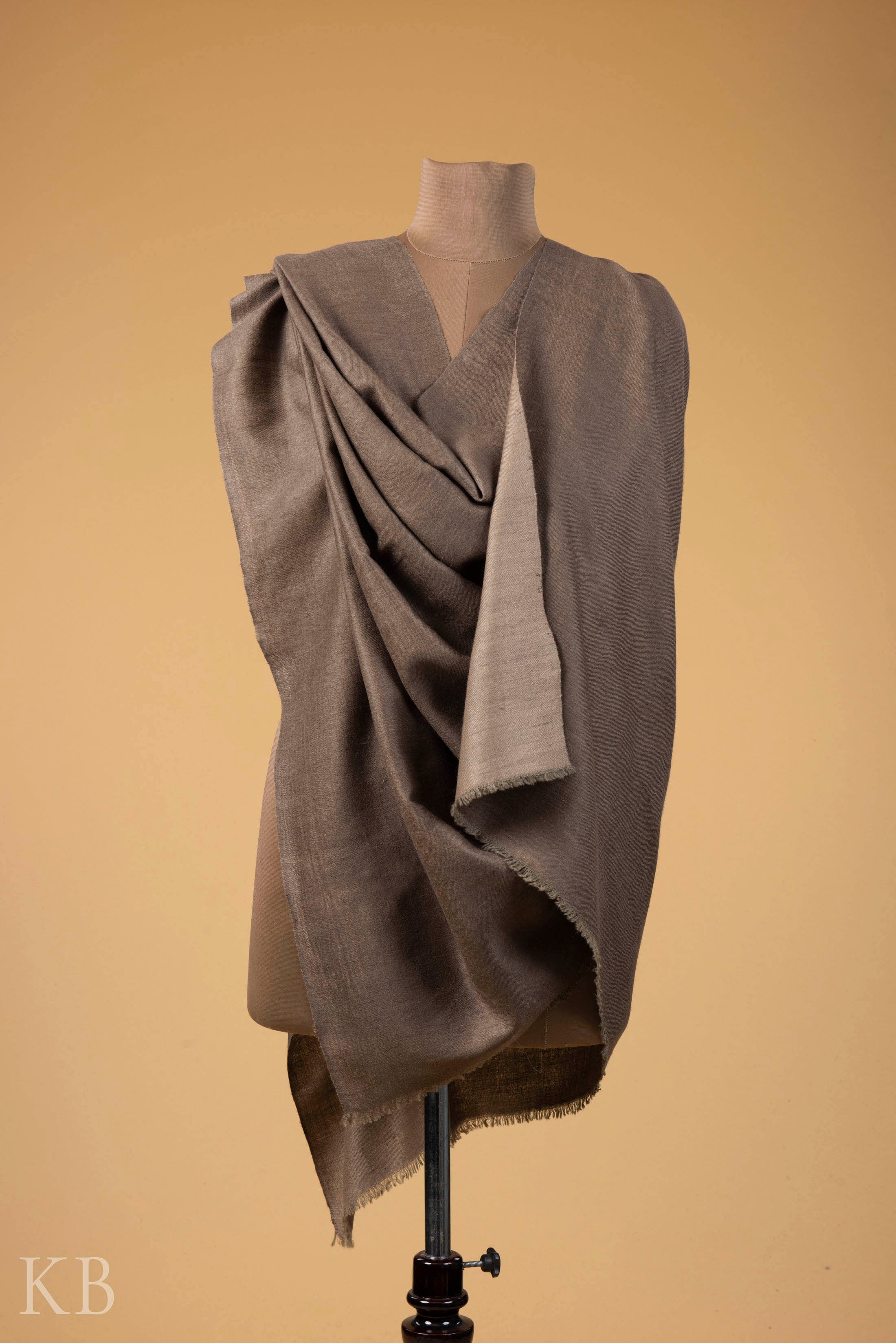 Natural Brown Reversible Pashmina Shawl - Kashmir Box