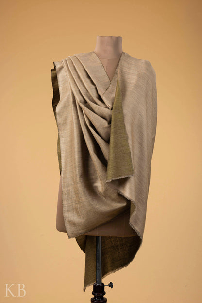 Natural Olive Reversible Pashmina Shawl - Kashmir Box