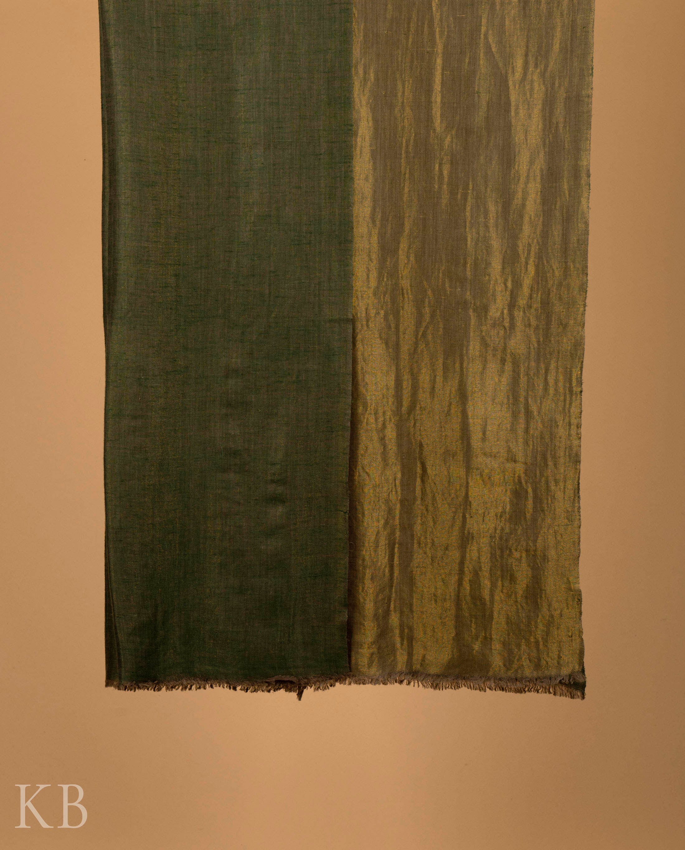 Olive Golden Reversible Pashmina Shawl - Kashmir Box