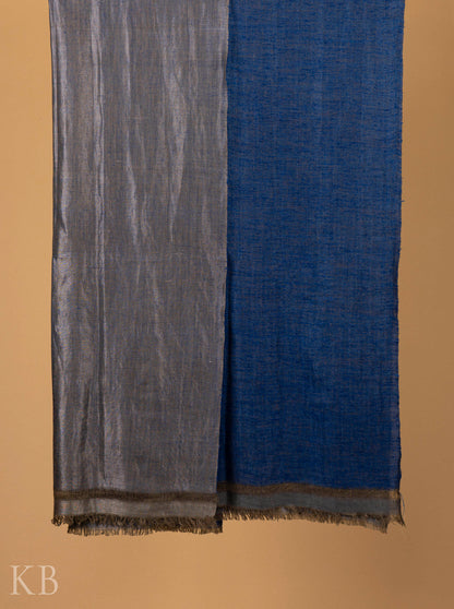 Silver Blue Reversible Pashmina Shawl - Kashmir Box