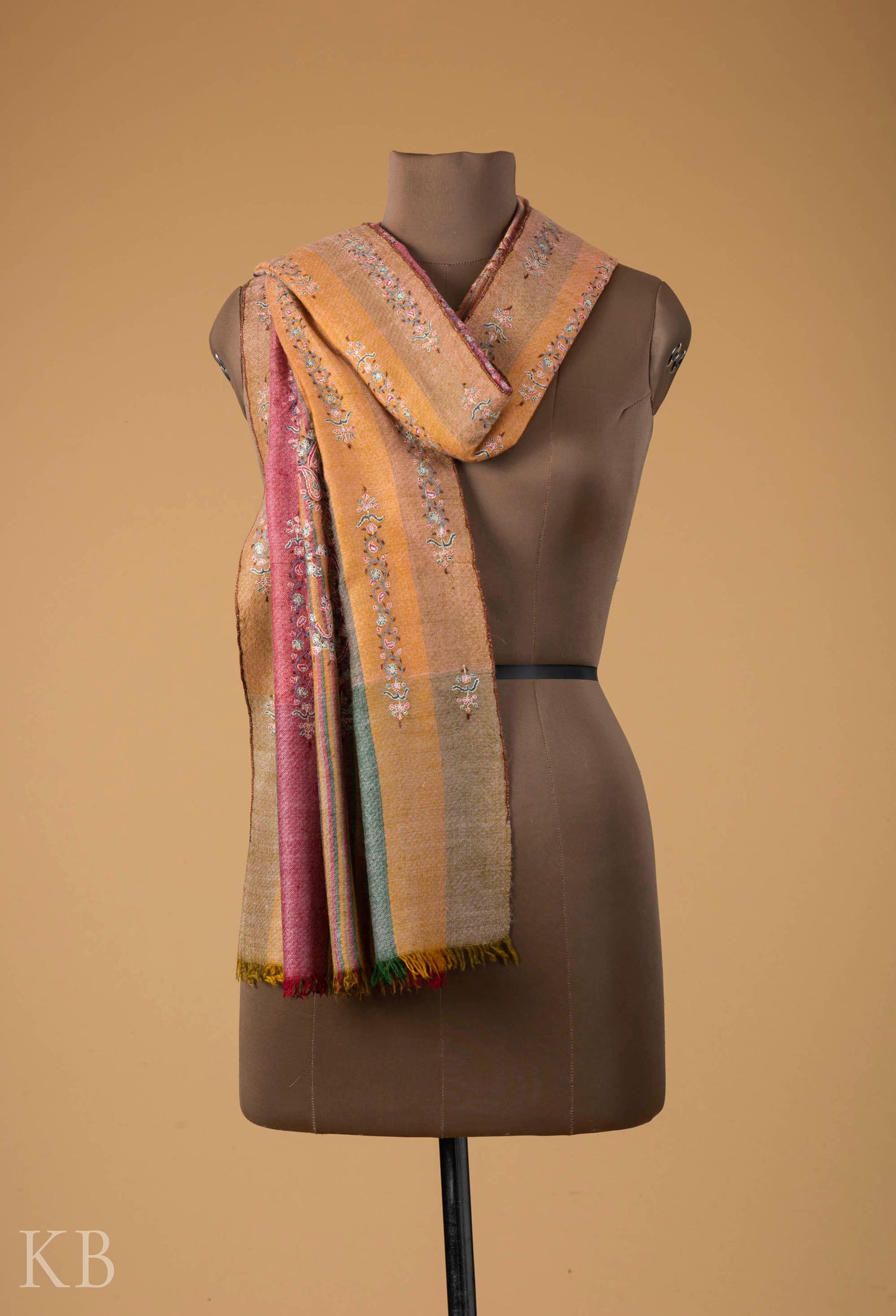 Multicolored Modern Design Embroidered Pashmina Stole - Kashmir Box