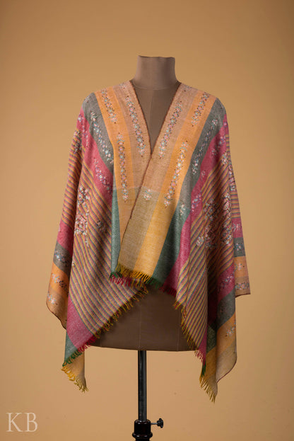 Multicolored Modern Design Embroidered Pashmina Stole - Kashmir Box