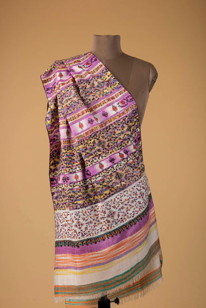 Multicolored Modern Design Embroidered Pashmina Stole - Kashmir Box