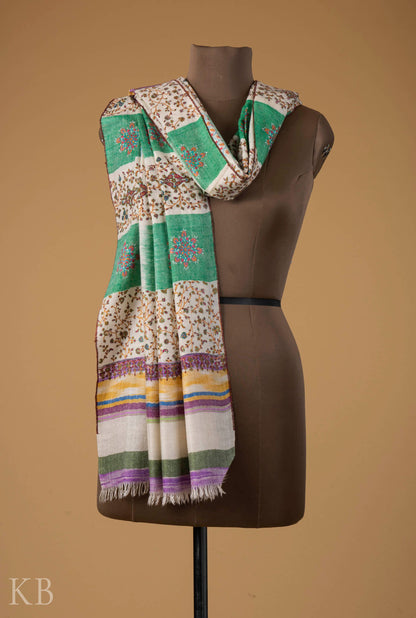 Multicolored Modern Design Embroidered Pashmina Stole - Kashmir Box