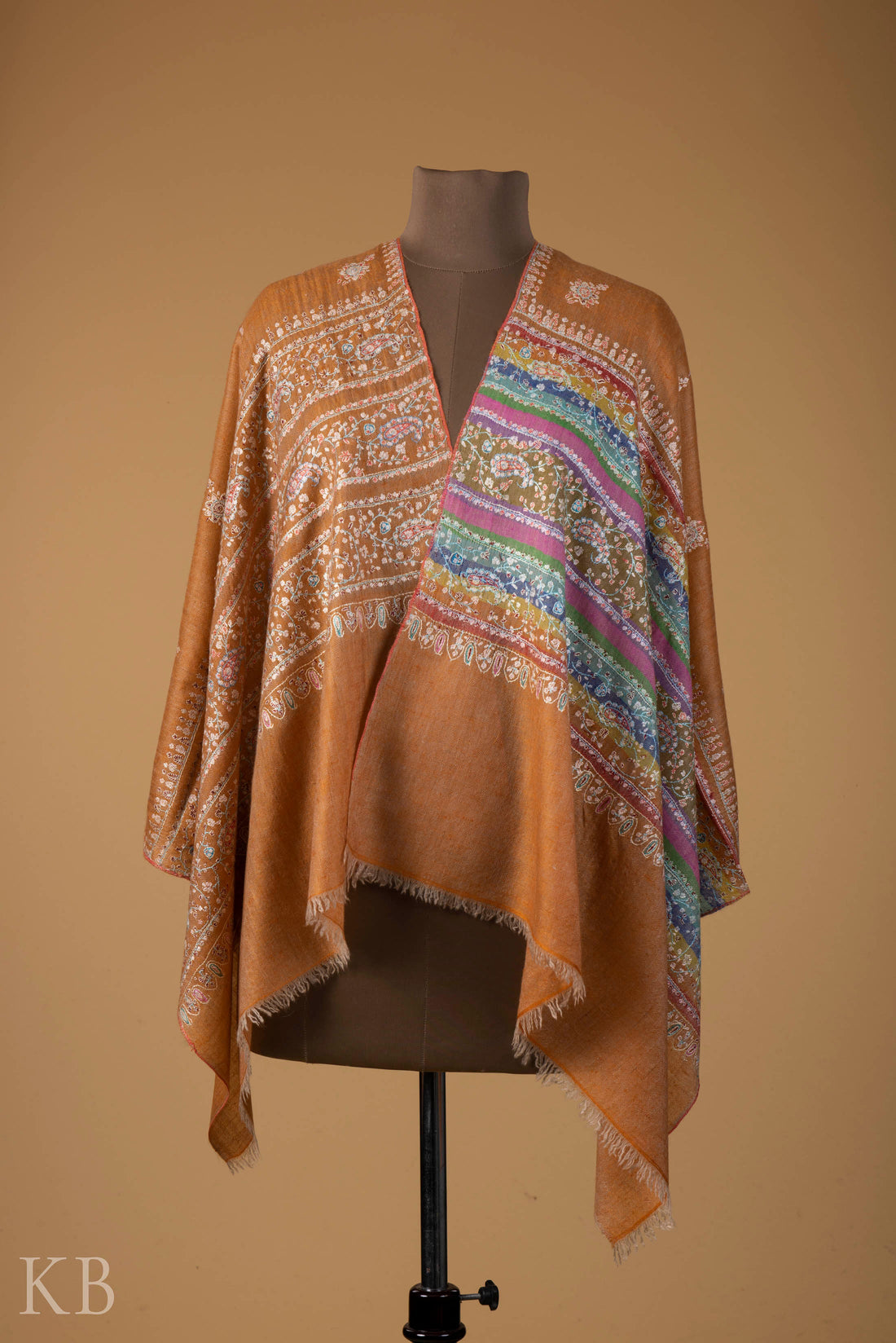 Multicolored Modern Design Embroidered Pashmina Stole - Kashmir Box