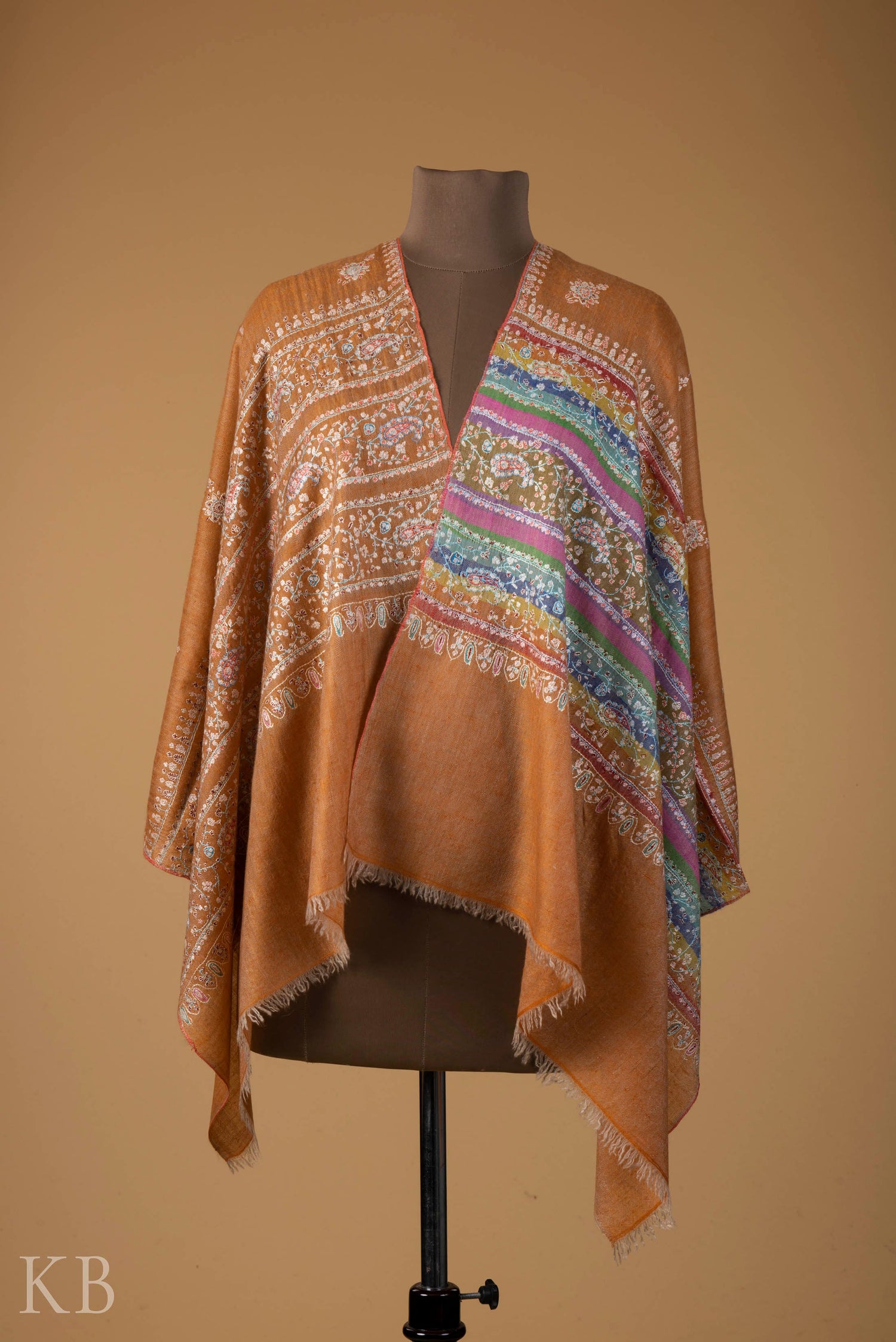 Multicolored Modern Design Embroidered Pashmina Stole - Kashmir Box