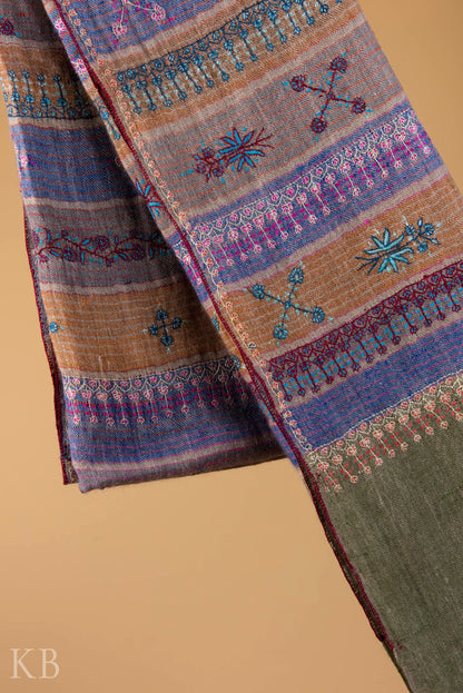 Multicolored Modern Design Embroidered Pashmina Stole - Kashmir Box