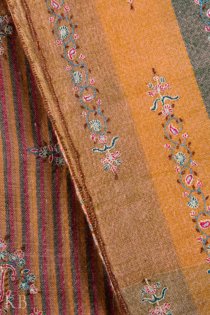 Multicolored Modern Design Embroidered Pashmina Stole - Kashmir Box