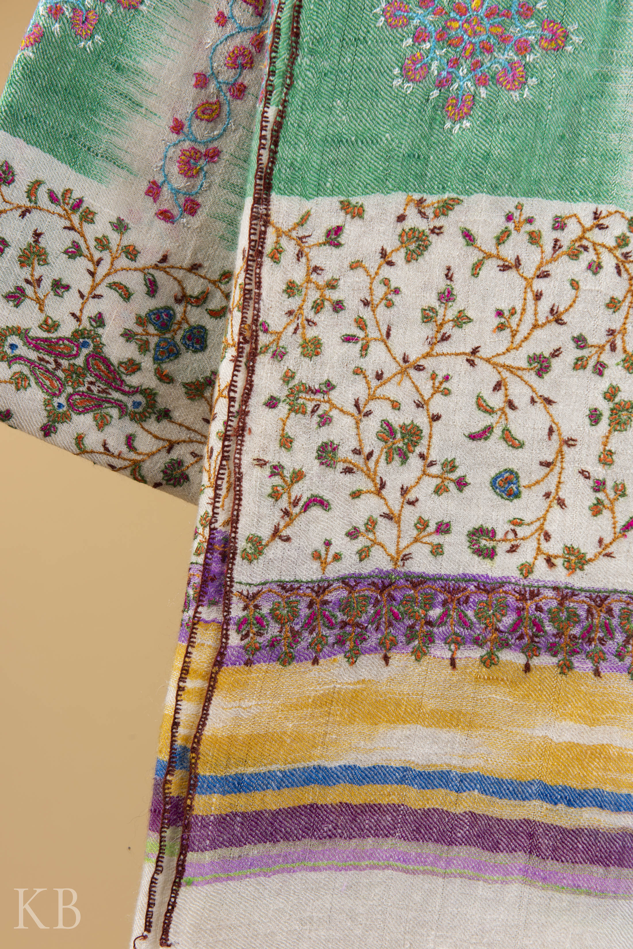 Multicolored Modern Design Embroidered Pashmina Stole - Kashmir Box