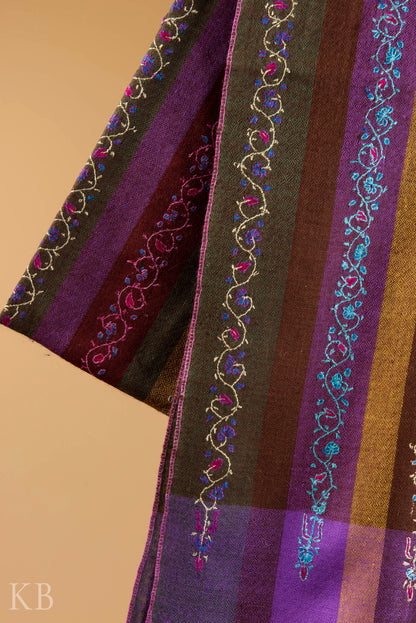 Multicolored Modern Design Embroidered Pashmina Stole - Kashmir Box