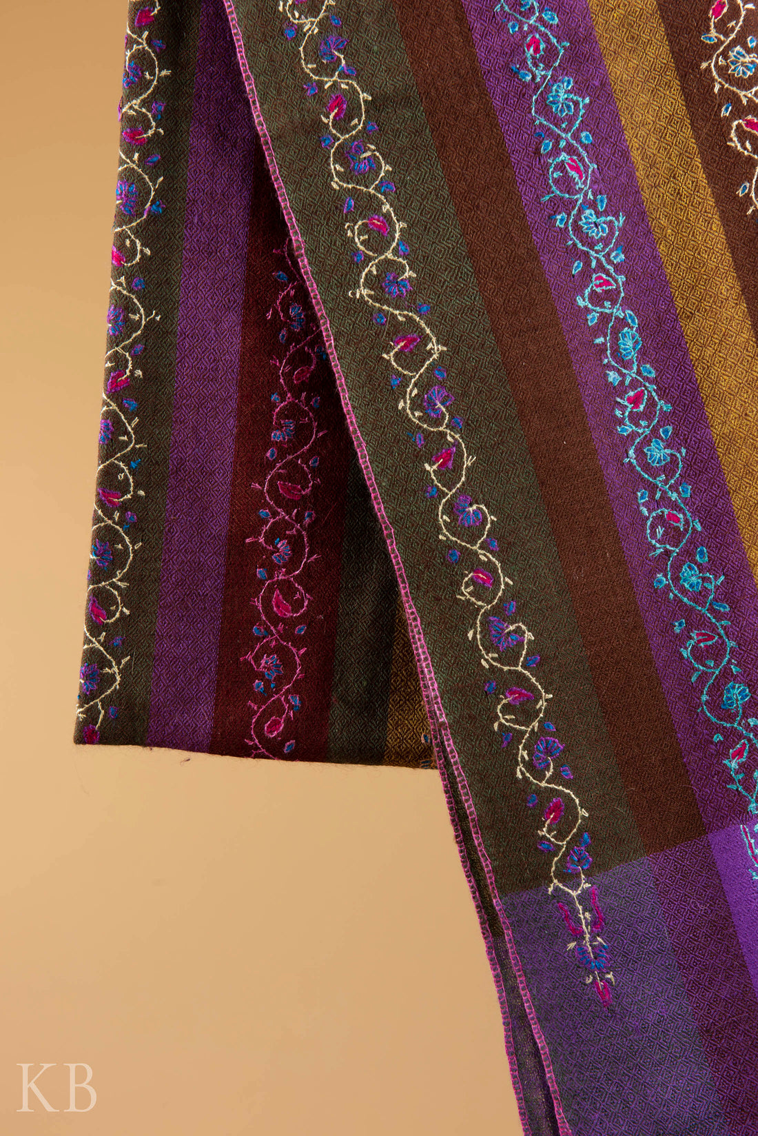 Multicolored Modern Design Embroidered Pashmina Stole - Kashmir Box