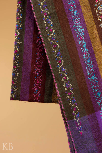 Multicolored Modern Design Embroidered Pashmina Stole - Kashmir Box