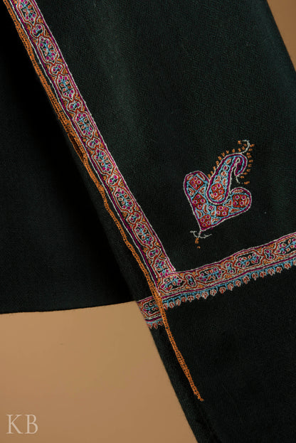 Emerald Green Sozni Embroidered Pashmina Stole - Kashmir Box