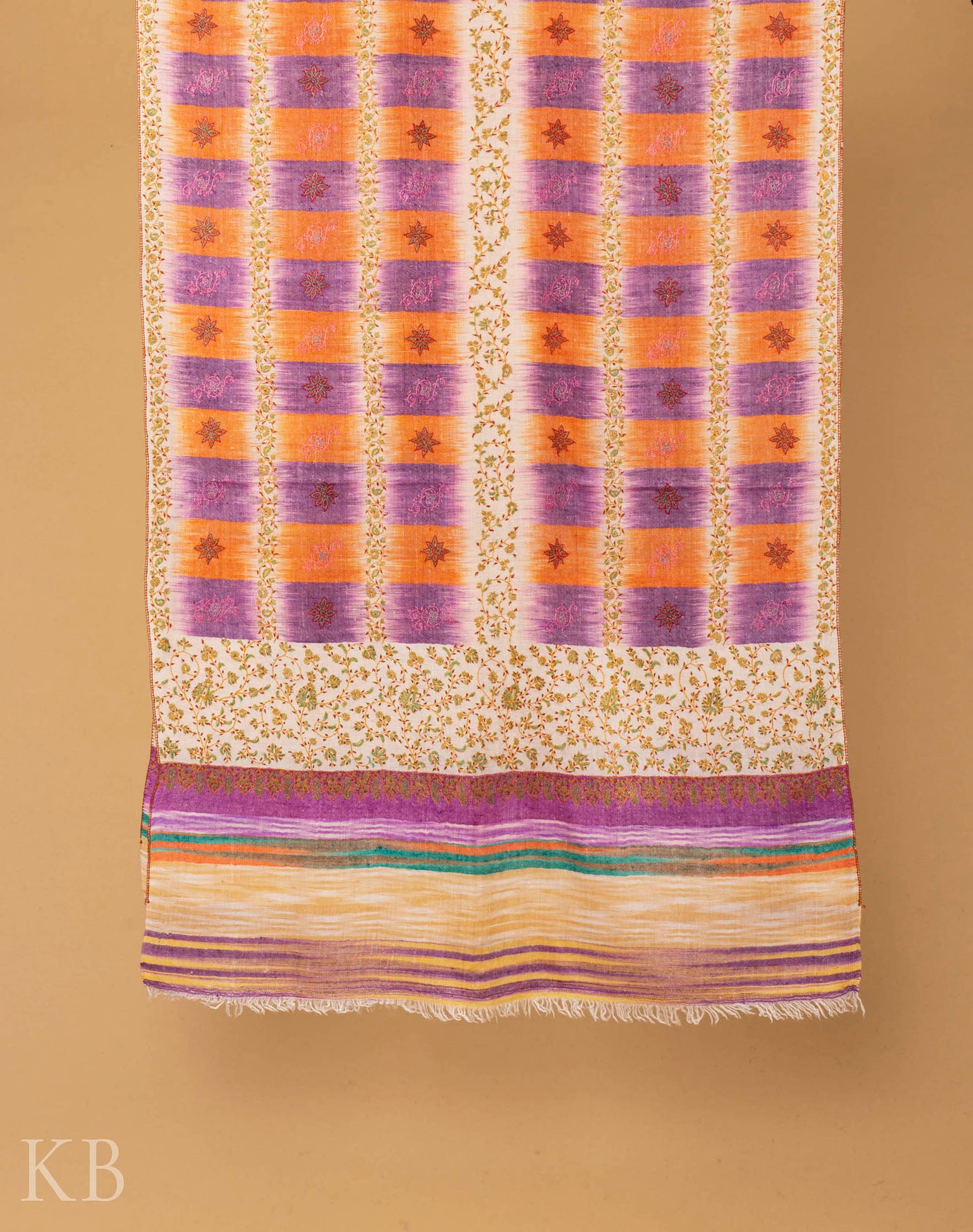 Multicolored Modern Design Embroidered Pashmina Stole - Kashmir Box