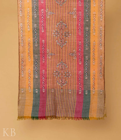 Multicolored Modern Design Embroidered Pashmina Stole - Kashmir Box