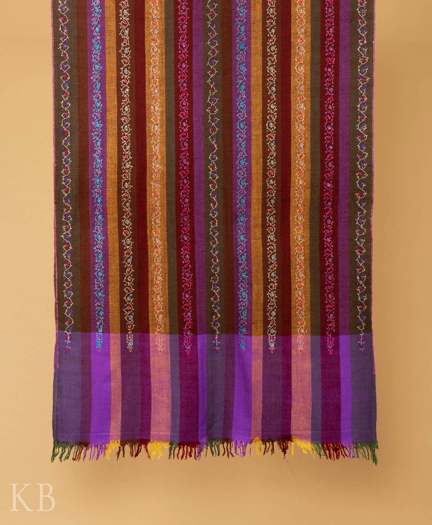 Multicolored Modern Design Embroidered Pashmina Stole - Kashmir Box